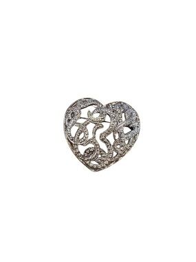 Vintage Silver Filigree Heart Brooch